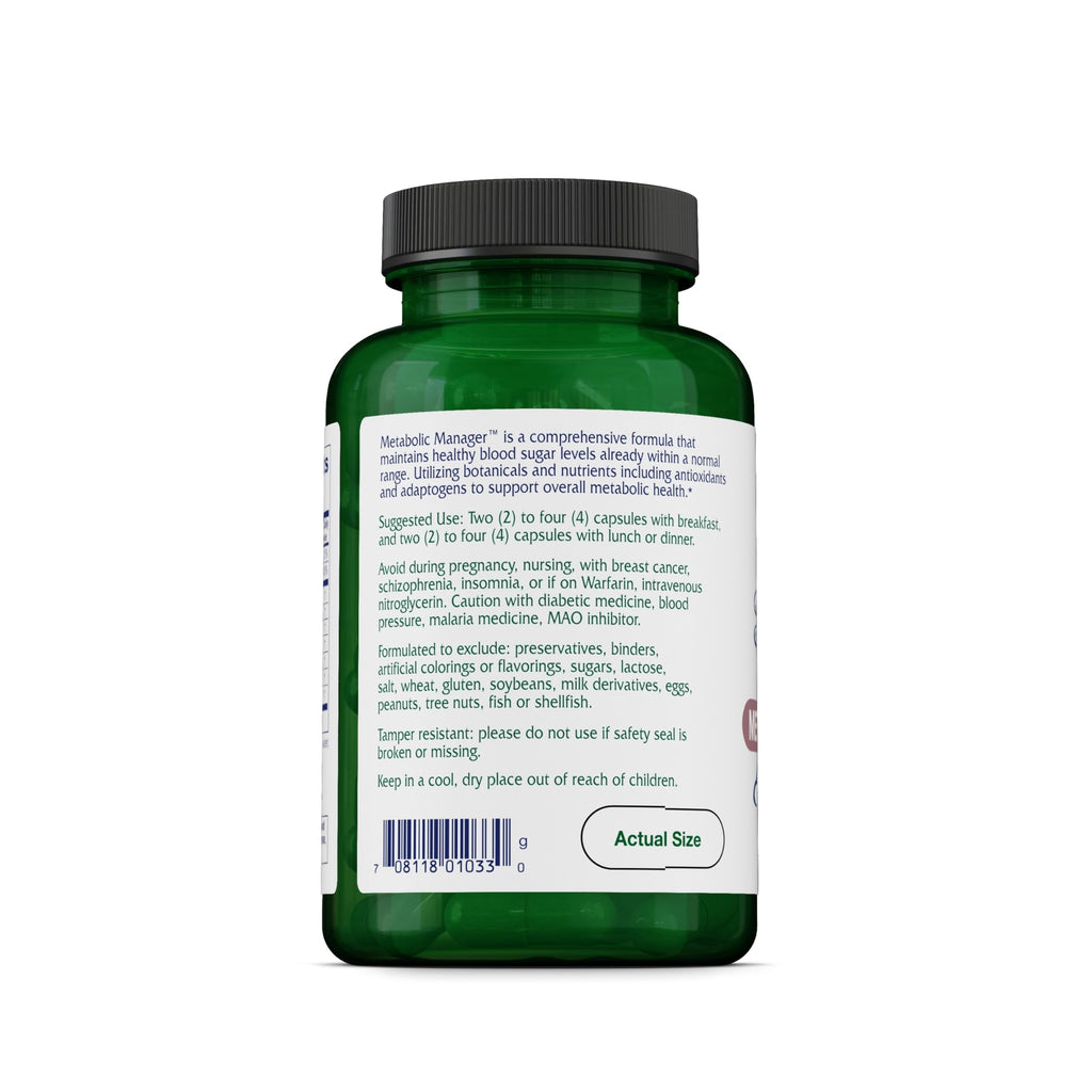 Vitanica Metabolic Manager - Herbal Supplement to Support Healthy Response - Dietary Supplement with Vitamin D - Vegan Antioxidant Supplement - Pro Logo - 120 Capsules