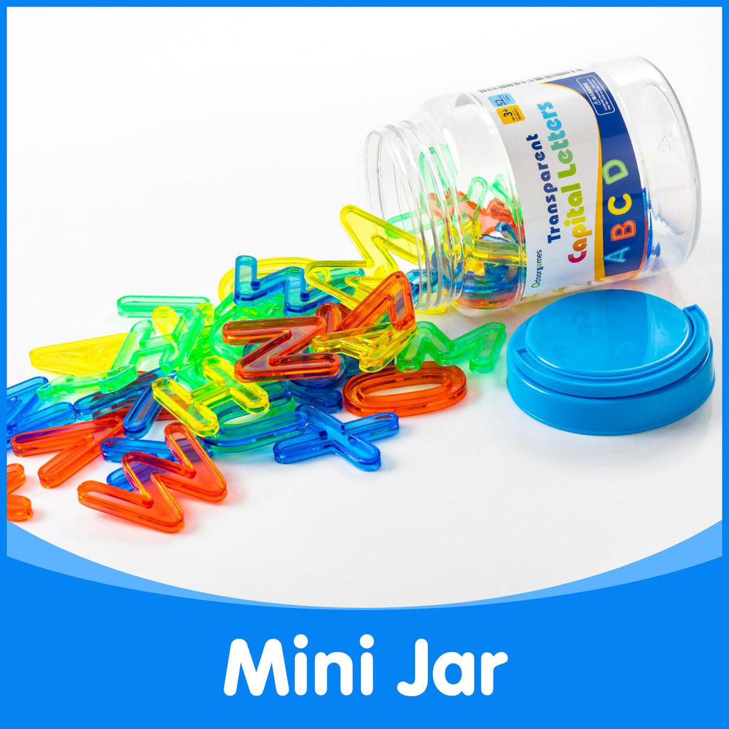 Odoorgames 52 Pcs Translucent Capital Letters – Light Table Toys, Manipulatives and Accessories for Enhanced Learning & Fun