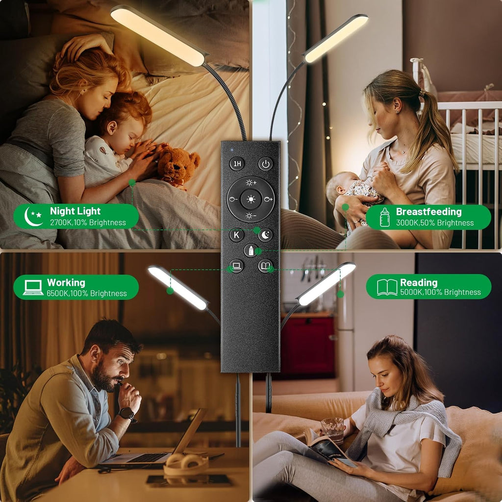 Yikuneng Dimmable LED Floor Lamp, Super Bright Reading Lamps Floor Standing lamp with Remote & Touch Control, Stepless Dimming & 2700K-6500K Color Temperature, for Living Room Bedroom Office, 2 Pack
