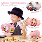 Piggy Bank Unbreakable Cute Pink Pig Money Bank Plastic Saving Coin Bank for Kids Christmas Birthday Toy Gift