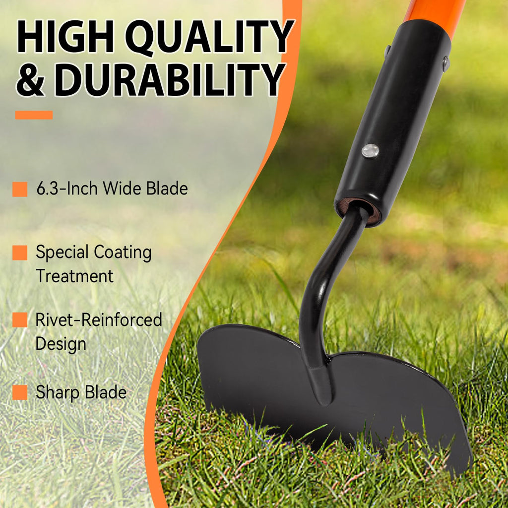 Nohovu Garden Hoe Tool, 58 Inches Hoe Garden Tool with Fiberglass Long Handle, Heavy Duty Garden Hoe for Weeding