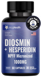 MagHealth Diosmin Hesperidin 1000mg - MPFF Micronized Formula, 900mg Diosmin + 100mg Hesperidin per Serving | Vein Support, Leg Circulation & Blood Flow Supplement | 60 Capsules, Non-GMO, Gluten Free