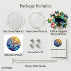 Acrylic Jigsaw Puzzle Suncatcher - Vivid Tree Acrylic Puzzle Window Hanging Kit, 83 Irregular Pieces & Hanging Chain - Creative DIY Home Indoor & Garden Decor (7.4 Inch)