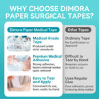 Dimora Paper Medical Tape 8 Rolls- Hypoallergenic White Surgical Tape for Sensitive Skin，Breathable First Aid Wound Tape with Pain-Free Removal，Secures Dressing and Medical Devices -2" x 10 Yards