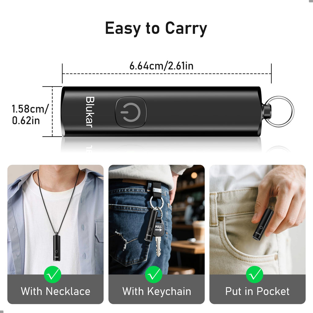 Blukar 2 Pack Rechargeable EDC Flashlight, 360L Mini Keychain Flash Light with 3 Lighting Modes, Memory Function, Waterproof, Compact and Portable Pocket Light for Everyday Carry, Emergency, Camping