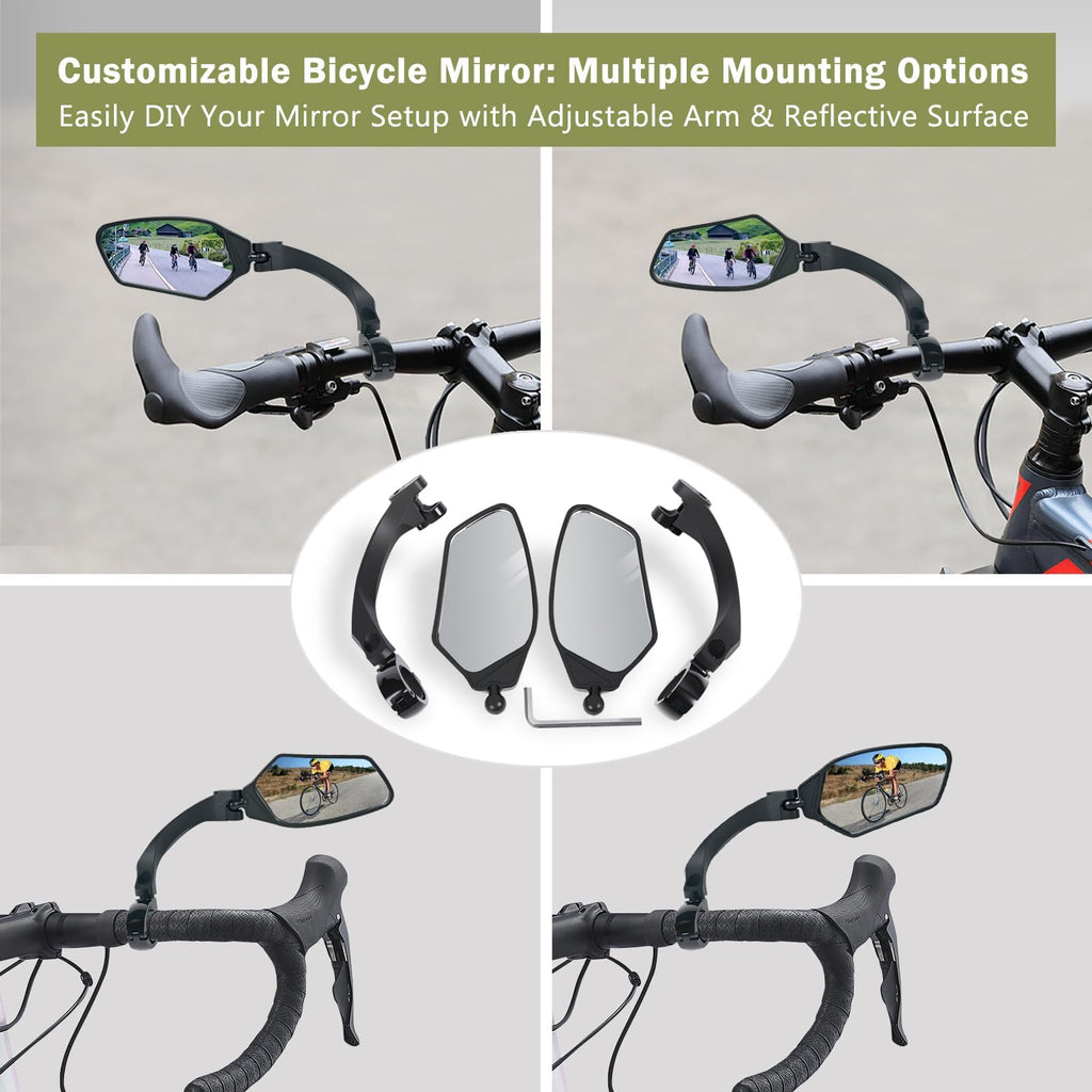 TXZSXS Adjustable Handlebar Bike Mirrors, Left & Right Bicycle Mirror Set