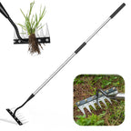 Iron Weeding Rake with Long Handle, Manual Weeder Tool for Garden | Upgraded Rake 8 Teeth Weed Puller Tool, Heavy Duty Weeder Remover Tool for Weeding, Cultivating & Soil Aeration