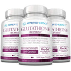 Approved Science® Glutathione - 500 mg - Phospholipid Complex, Vitamin C, Bioperine - Top Antioxidant to Help Neutralize Free Radical - Vegan Friendly - 60 Capsules per Bottle - 3 Bottles