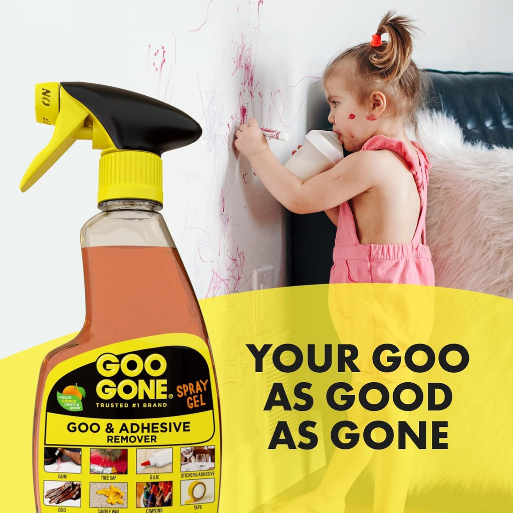 Goo Gone Adhesive Remover Spray Gel 12 Oz with Scraper, Surface Safe