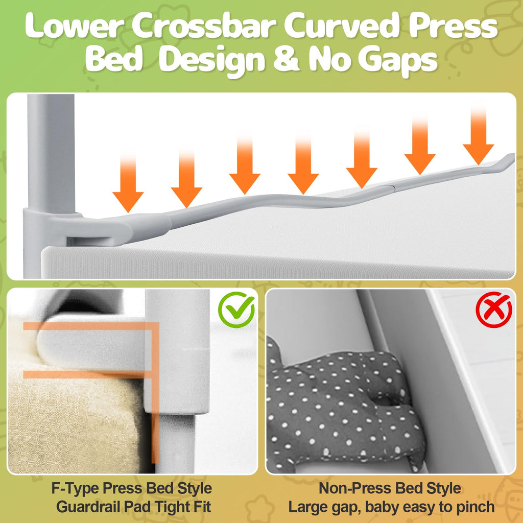 omzer Toddler Bed Rails Guard Foldable Crib Rail Guard,Baby Bed Rail for Toddlers/Elderly with Reinforced Anchor Safety for Cribs, Twin, Double, Full Size Queen & King Bed (48")