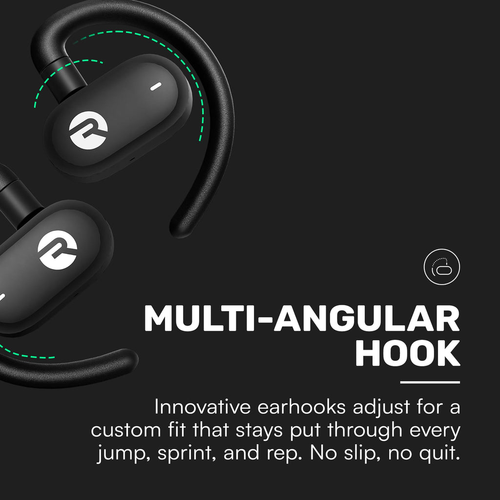 Raycon Fitness Open Ear Earbuds – Open Ear Headphones, Earbuds Wireless Bluetooth, Running Headphones, Sweat & Water-Resistant Earphones, 40 Hours Battery Life (Black)