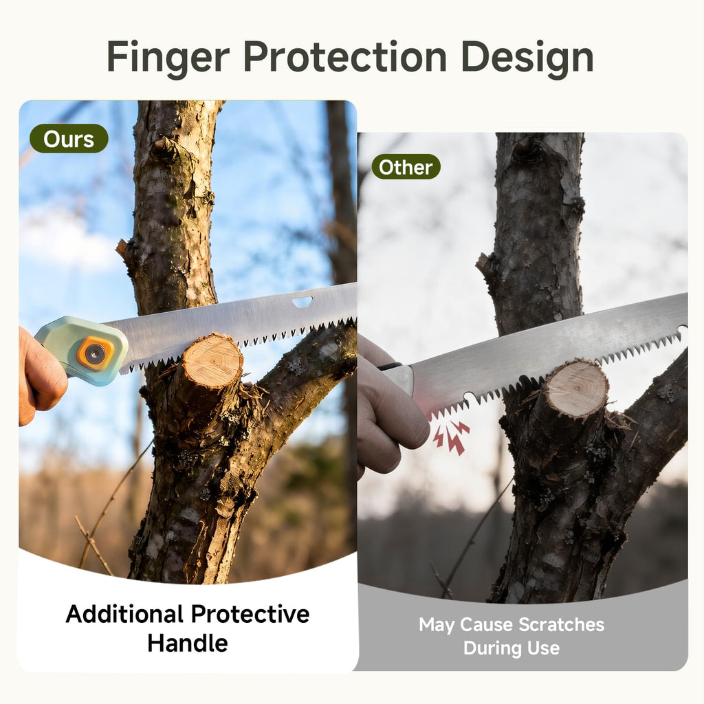 PrunePro® Folding Pruning Saw, 9.5 Inch Super Sharp SK5 Triple-Cut Blade, 3 Adjustable Cutting Angles, Ergonomic Non-Slip Grip, Lightweight, Portable Hand Saw for Tree Trimming, Camping, Gardening