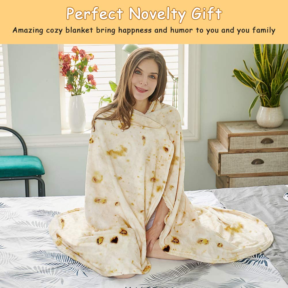 SeaRoomy 60 inches Burrito Tortilla Blanket, Funny Food Throw Blanket