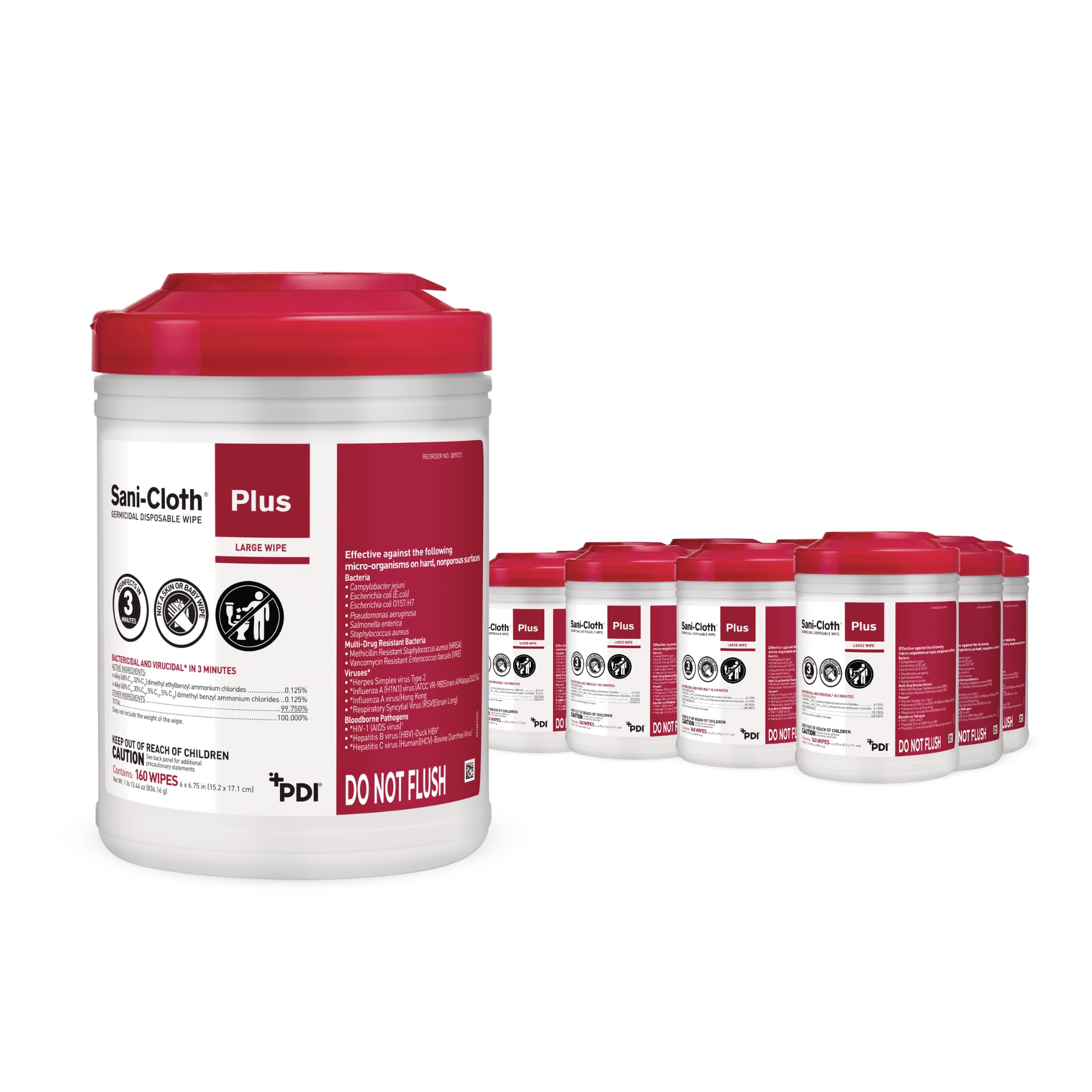 Sani-Cloth Plus Hard Surface Disinfectant Wipe, 160 Count, Q89072 - Case of 12 = 1920 Wipes
