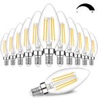 12-Pack Dimmable E12 LED Candelabra Bulbs 60W Equivalent, 2700K Soft Warm White, 600 Lumens B11 Candle Base 6W C35 LED Filament Vintage Light Bulbs, Clear Glass for Chandelier Ceiling Fan High CRI 90+