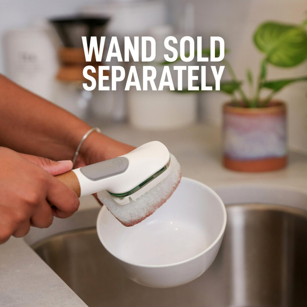 Scotch-Brite Greener Clean Non-Scratch Dishwand Refill, 14 Dish Wand Sponge Refills, Best for Nonstick Pots and Pans, Glass, Tubs & Showers, Fits All Scotch Brite Dishwands