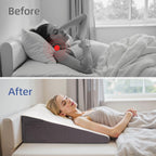 Wedge Pillow for Headboard, 10’’ Triangle Elevated Bed Wedge Pillow for Acid Reflux Relief, Sleeping, Snoring, Post Surgery, Back Pain Relief, Pillow Wedge with Memory Foam Top & Washable Cover, Grey