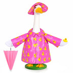 JcHrmers Summer Goose Outfit Porch Goose Raincoat Outfits 23" Yard Geese Rain Jacket with Hat Umbrella Duck for Geese Statue Outdoor Lawn Garden Patio Decor (Pink)