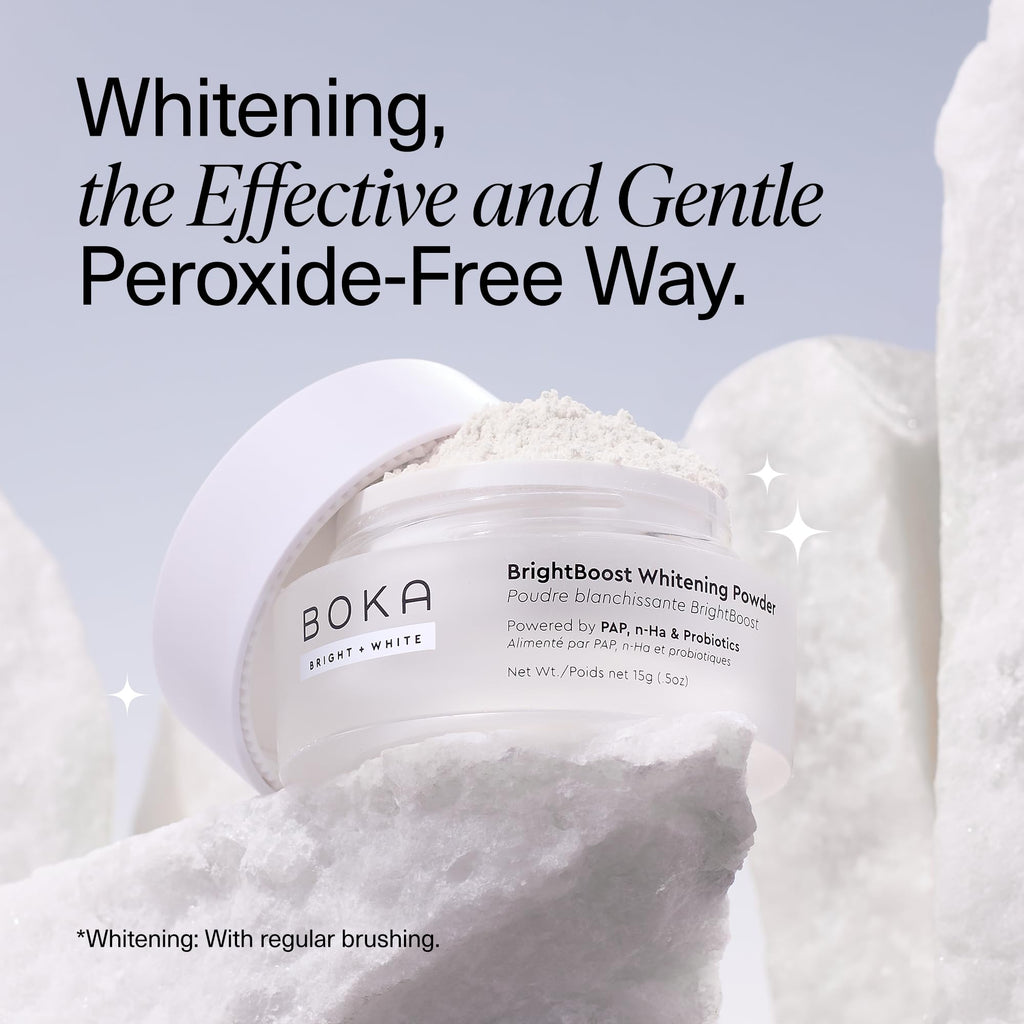 Boka Teeth Whitening Powder - Nano Hydroxyapatite, Appropriate for Sensitive Teeth, Whitening - Toothpaste Alternative with Essential Oils, Has Probiotics, Multivitamins & Aloe