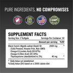 Approved Science Black Seed Oil - Cold Pressed Nigella Sativa - Boost Immunity, Respiratory, Cognitive, and Digestive Health - 2% Thymoquinone - 1 Bottle - 60 Softgels - Made in The USA