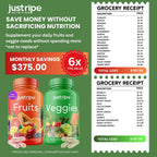 Fruits and Veggies Supplement - 90 Fruit and 90 Vegetable Capsules - 100% Whole Natural Superfood - Filled with Super Greens Vitamins and Minerals - Supports Balance Energy Levels (1 Pack)