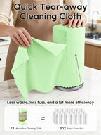 SOOWASH Microfiber Cleaning Cloths Roll, 75 Pack Tear Away Microfiber Towels Roll, 12" x 12" Lint Free Rags, Reusable Cleaning Cloths, Washable, Scratch Free,Ultra Absorbent Dish Rags(Green)