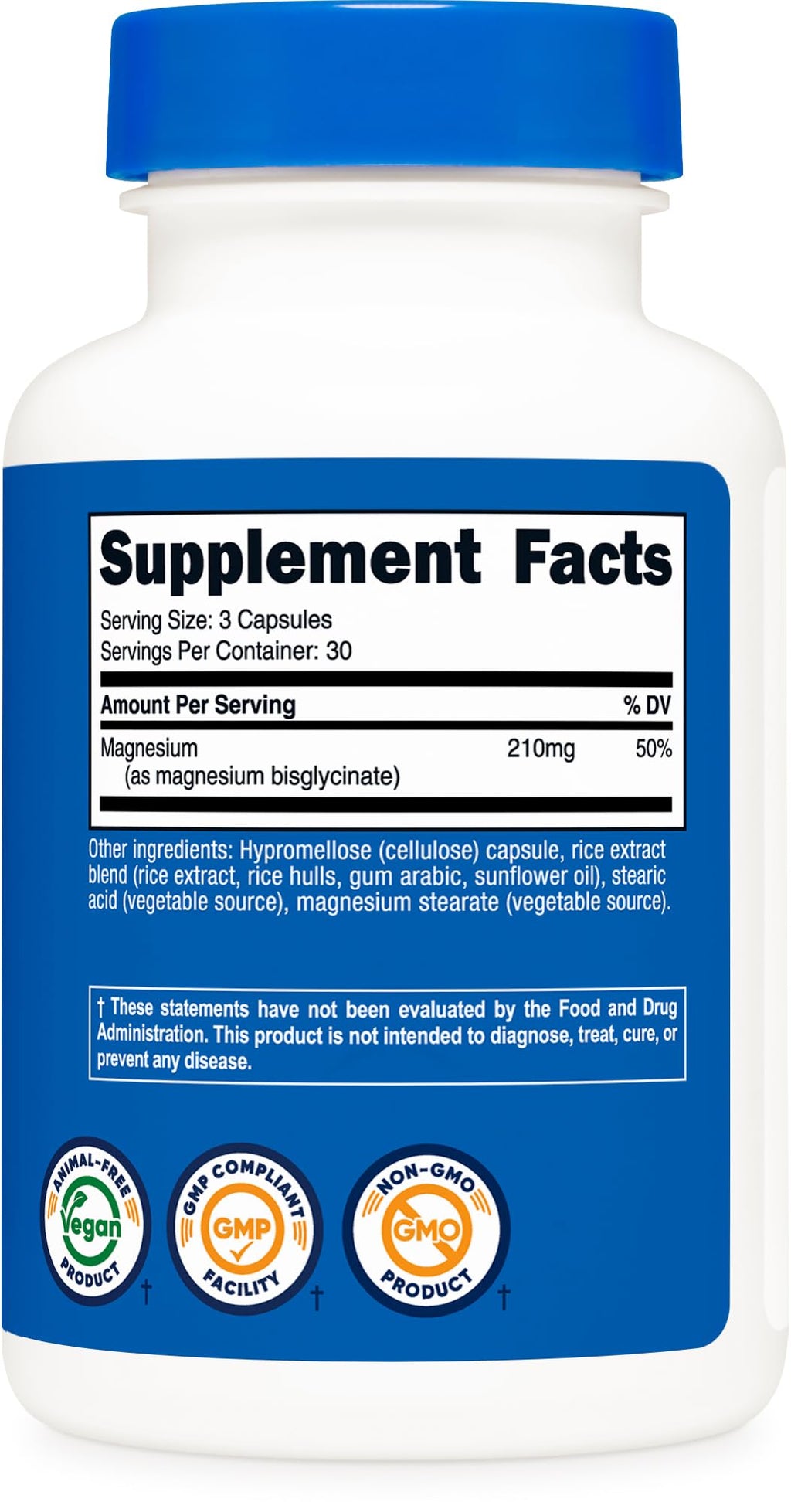 Nutricost Magnesium Glycinate Capsules (90 Capsules, 210 mg Per Serving) - Magnesium Glycinate Supplement for Gentle Absorption