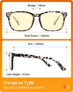 TIJN Gaming Glasses Blue Light Blocking Glasses for Women Men Nerd Eyeglasses Screen Fatigue Anti UV Glare (Leopard(Gaming Glasses))