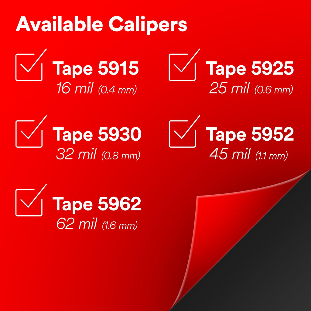 3M VHB Tape 5952 Double-Sided Acrylic Foam Tape - Heavy Duty, Industrial Mounting Tape - 3/4 inch width x 15 yards length, 45 mil thick - Black
