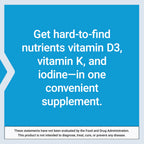 Life Extension Vitamins D and K with Sea-Iodine, Vitamin D3, Vitamin K1 and K2, Iodine, Supports Immune, Bone, arterial and Thyroid Health, Non-GMO, Gluten-Free, 60 Capsules