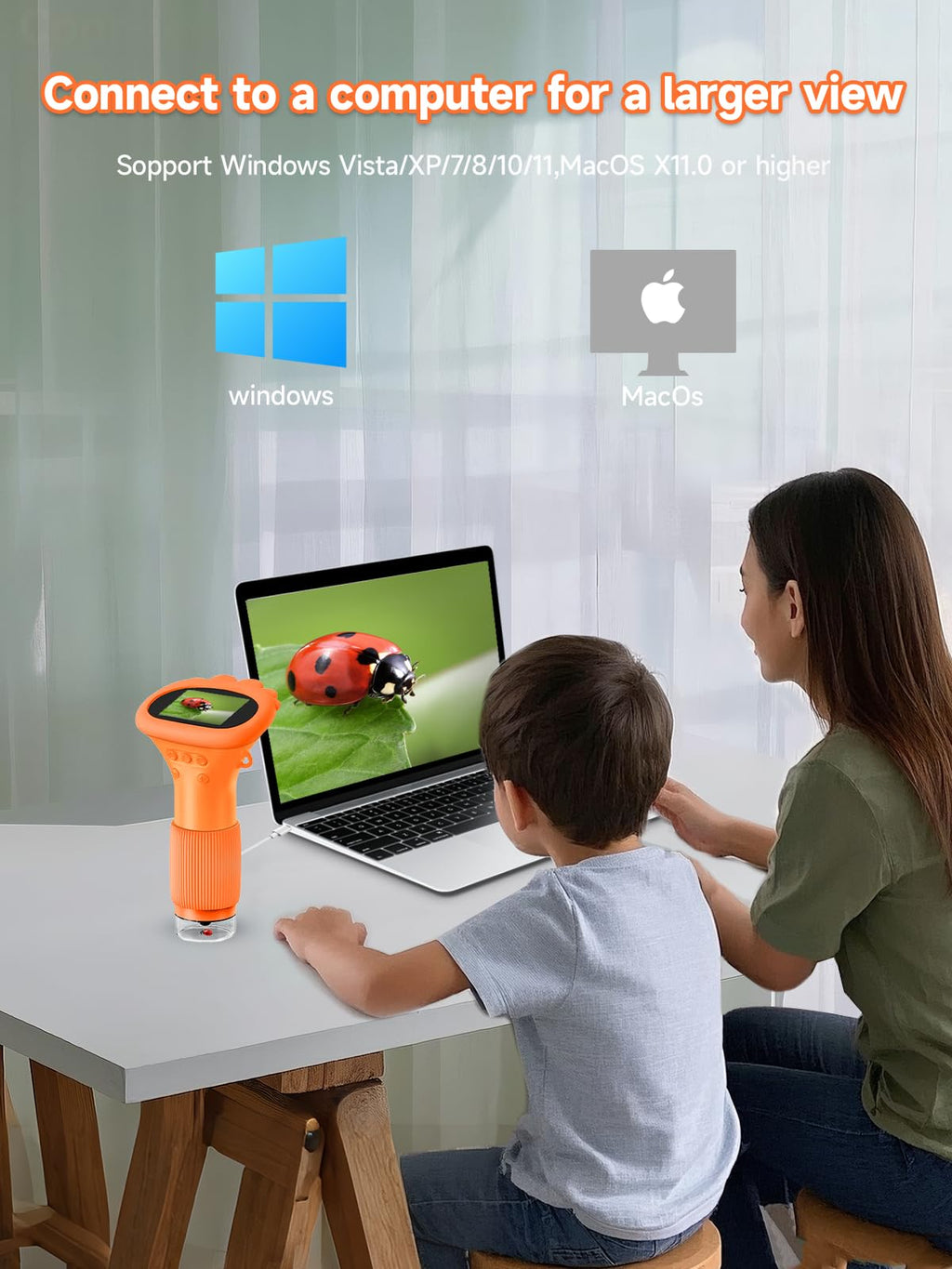 Acoath Microscope for Kids, 1000X Handheld Digital Miniscope with 2.0" Screen, Portable Pocket Microscope Education Toys Gifts for Age 3 4 5 6 7 8 9 10 Girls Boys
