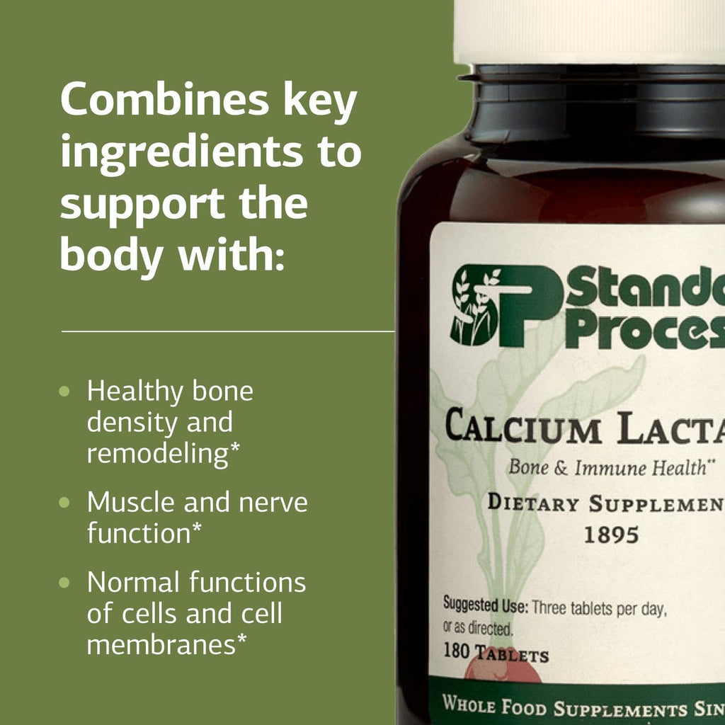 Standard Process Calcium Lactate Bone & Immune Health Dietary Support - Vegan, Gluten-Free, Non-Dairy, Non-Soy & Non-Grain - Bone, Joint & Health Support - 180 Tablets