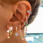 ISUEVA 14K Gold Silver Zircon Colorful Earrings For Women Earring Stacks