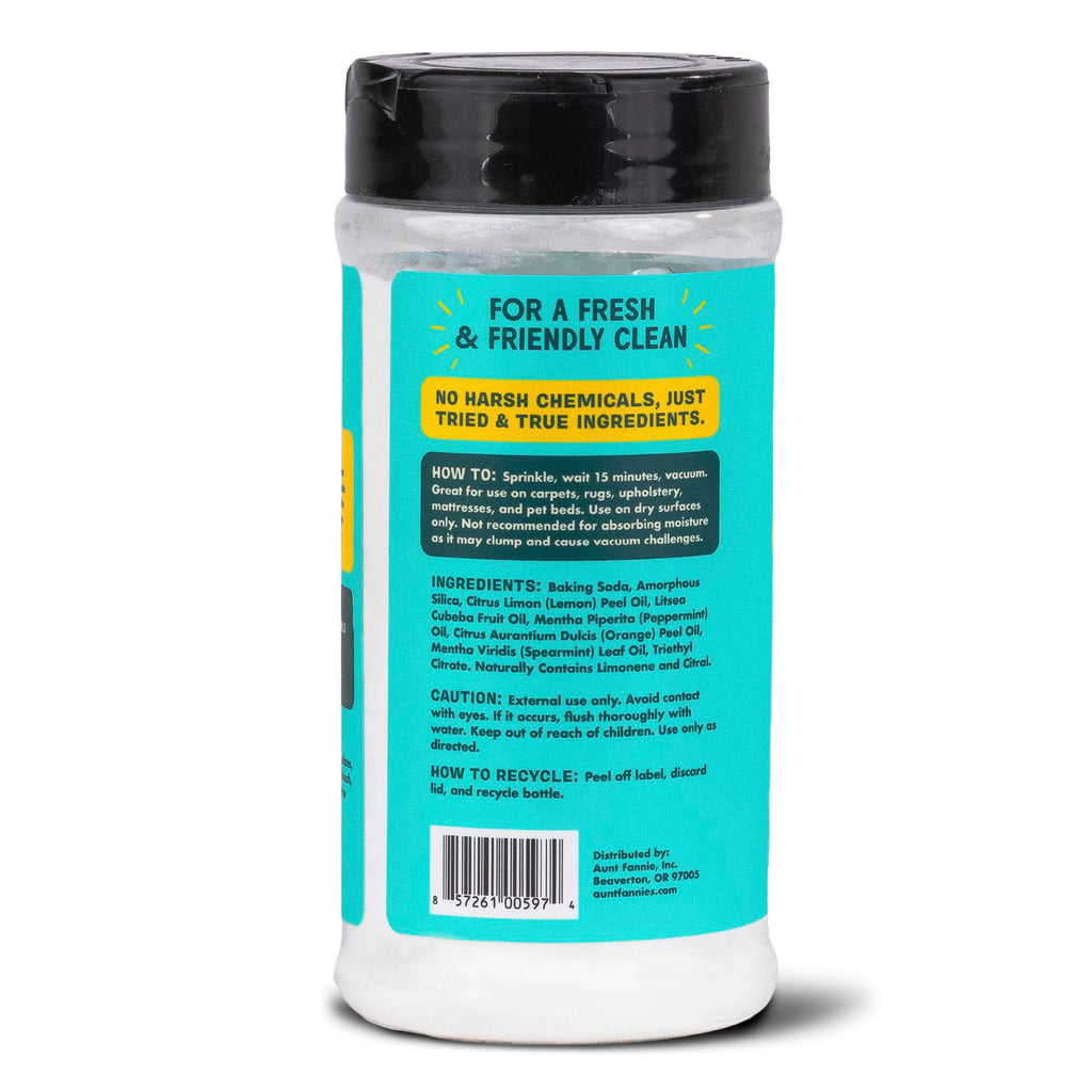Aunt Fannie's Carpet Refresher & Deodorizer Powder, Multi-Purpose Rug, Carpet, and Upholstery Odor Eliminator for Homes with Cats and Dogs, Bright Lemon Scent, 16 Oz (Pack of 2)