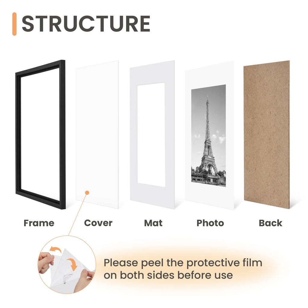 upsimples 16x20 Picture Frame, Gallery Wall Frames Set of 5, Black
