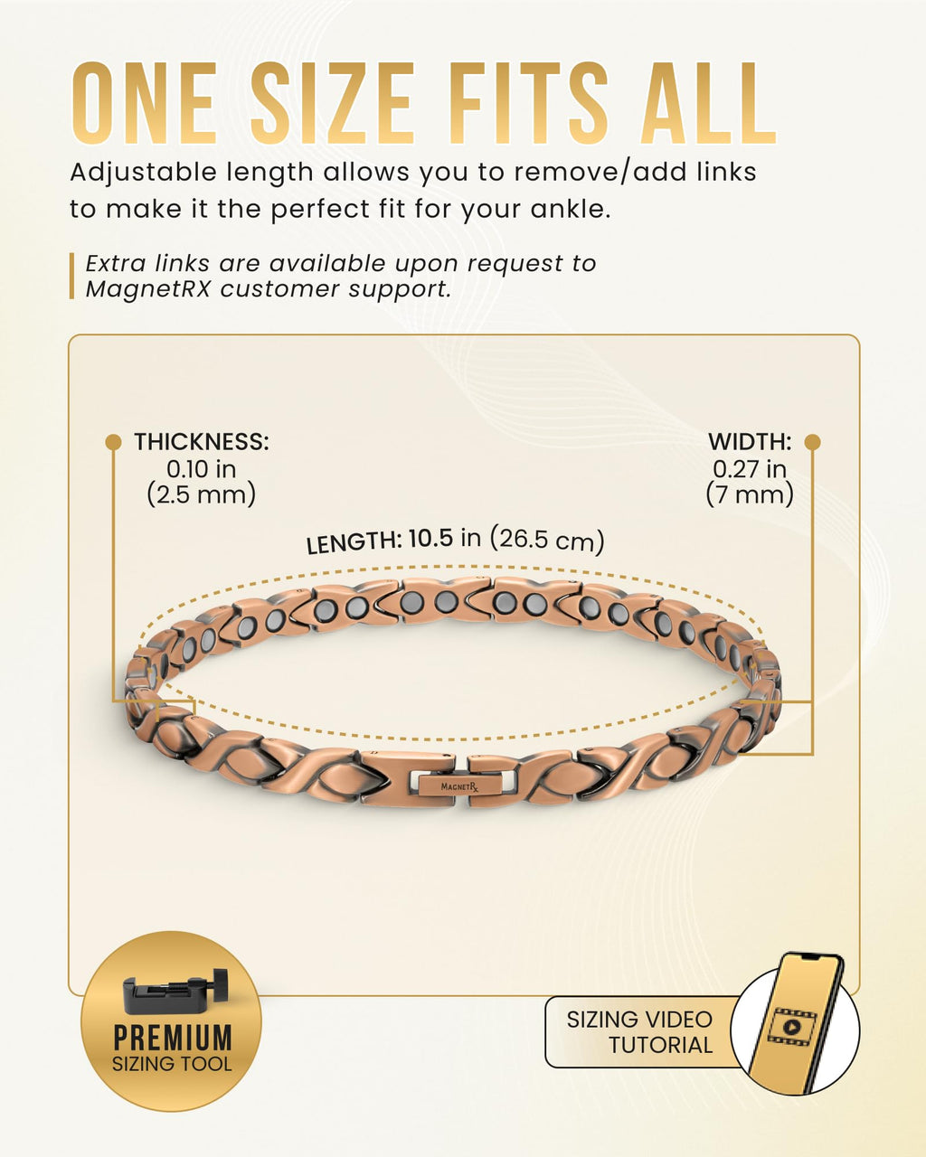MagnetRX Copper Anklet for Women – Ultra Strength Magnetic Ankle Bracelets for Women – Effective Womens Copper Magnetic Ankle Bracelet (Women Anklet)