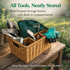 Garden Tool Set, Wicker Basket, Raised Bed Gardening, Women's Garden Gift
