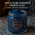 Dar Marwa Moroccan Nila Powder – 100% Pure Saharan Indigo Face, Body & Hair Mask | Brightens, Exfoliates & Evens Skin Tone | Handmade Hammam Ritual | Vegan, Detoxifying | 1.7 Oz (50g)