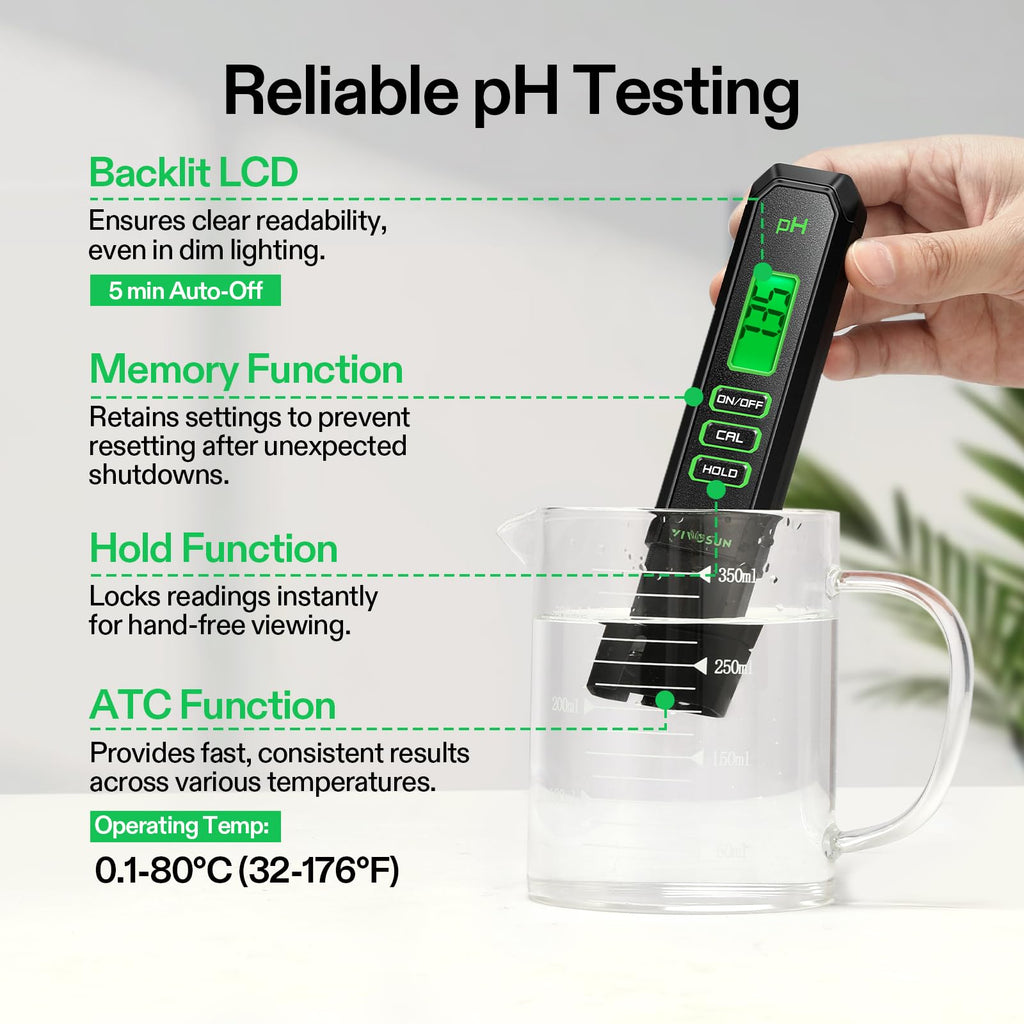 VIVOSUN Digital pH Meter, 3-in-1 TDS/EC/Temperature Meter, 3-in-1 Soil Moisture/pH/Light Tester Combo for Home, Garden and Hydroponics
