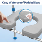 Loyoda Raised Toilet Seat with Handles, Padded Toilet Seat Risers for Seniors, Adjustable Height & Width Toilet Riser, Handicap Elevated Toilet Seat 500lb, Fit Any Toilet