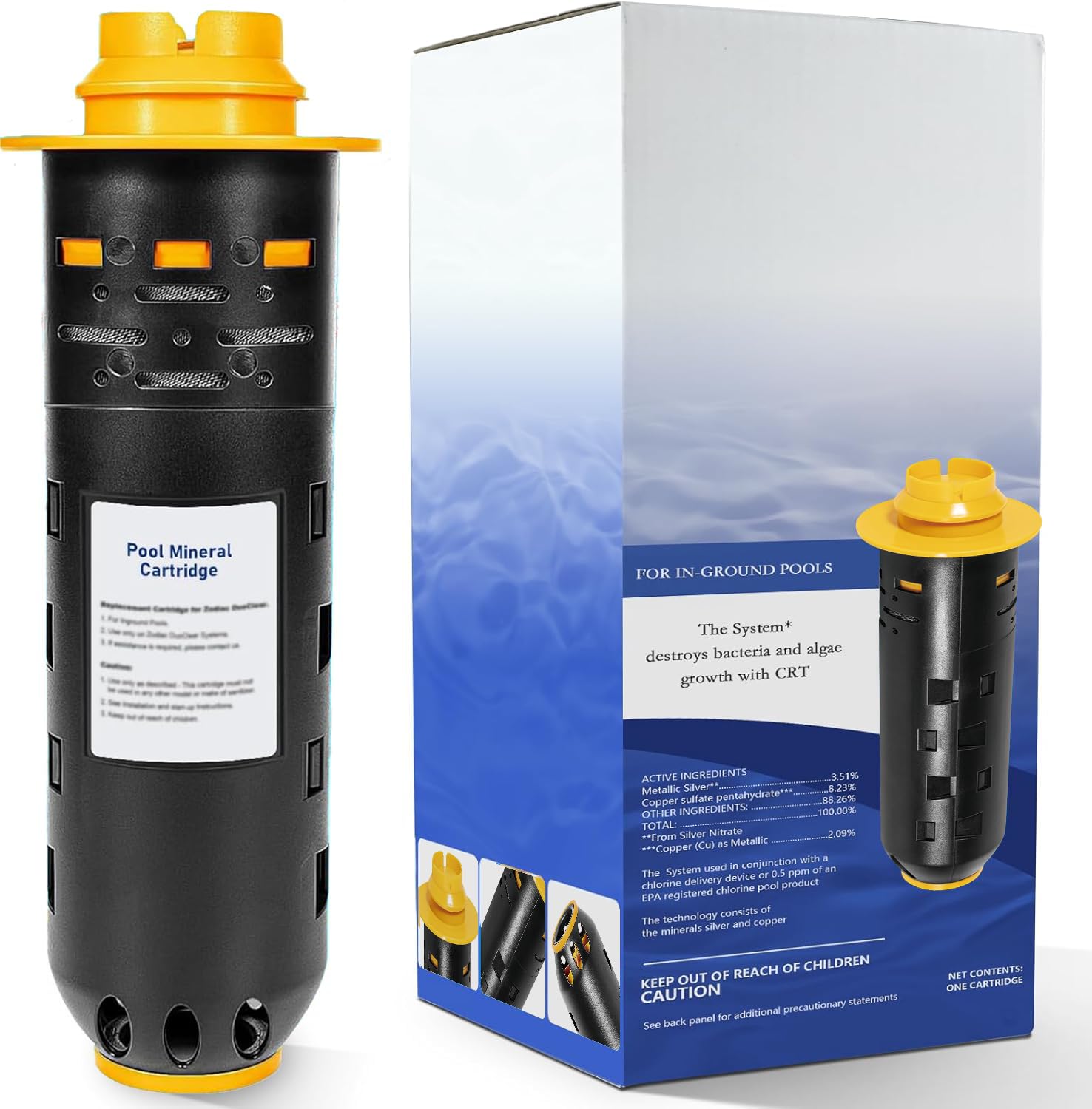 Replacement W28000 W28001 W28002 for Nature2 Duoclear 25 35 45 Pool Mineral Cartridge for Zodiac DuoClear Fusion, Fusion Soft, Vision Pro System Inground, Black