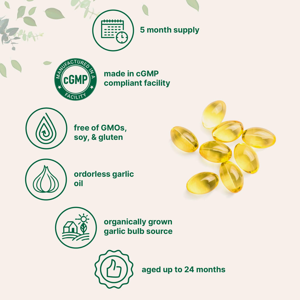 Micro Ingredients Odorless Garlic, 300 Softgels | 2 Years Aged Garlic Extract | Grown Allium Sativum Bulb | Natural Herbal Supplements | Non-GMO, Gluten Free