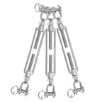Jamiikury 3PCS M6 Jaw Jaw Turnbuckle Stainless Steel Jaw and Jaw Turnbuckle, Jaw Jaw Closed Body Marine Turnbuckle, Durable for Wire Rope Cable (M6, Jaw & Jaw)