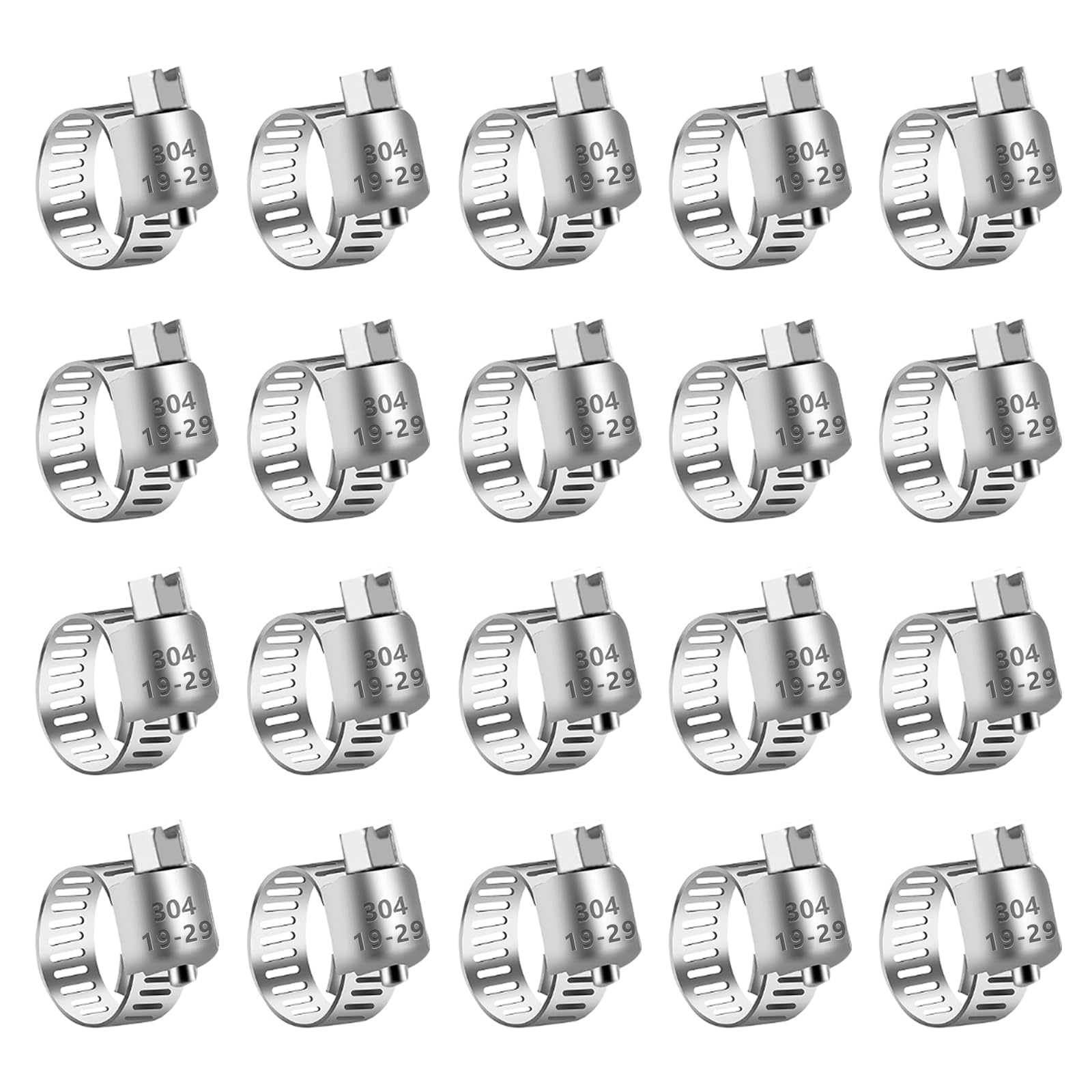 20 Pack 3/4'' - 1-1/8'' (19-29mm) Stainless Steel Hose Clamp Adjustable Worm Gear Hose Clamp,Adjustable Worm Gear Pipe Fuel Line Hose Clamps Heavy Duty for Plumbing