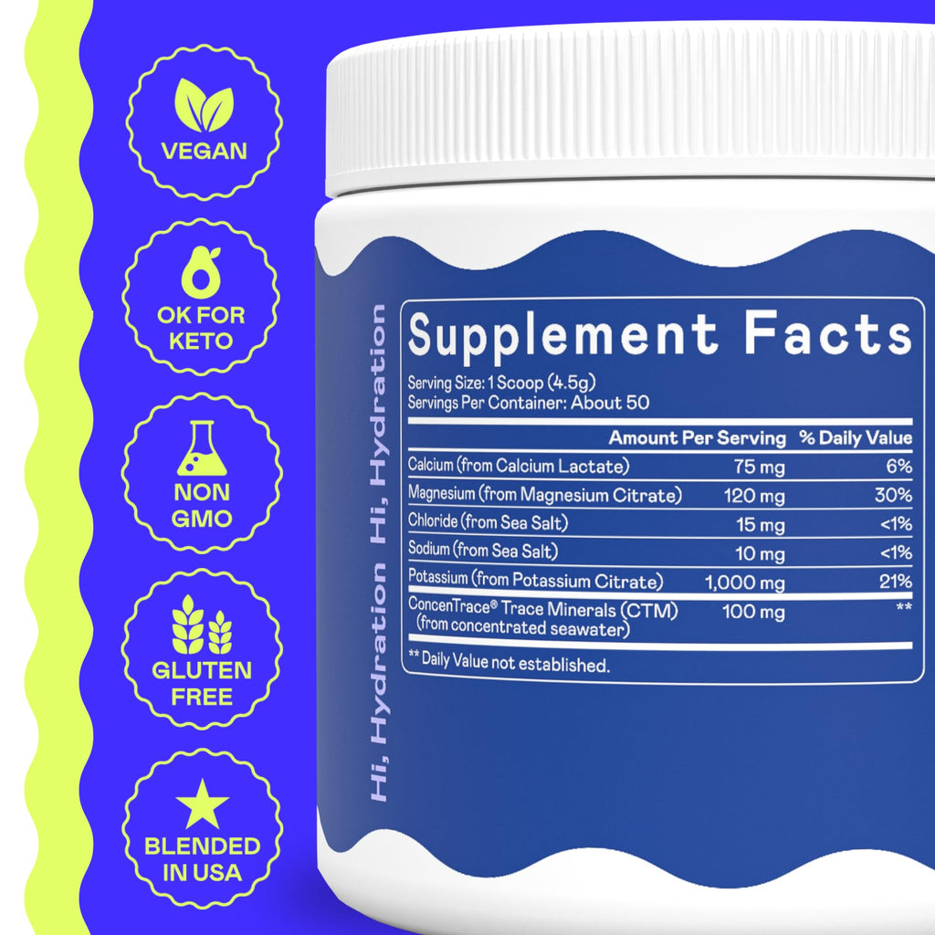 Hi-Lyte K1000 Electrolytes Powder Mix Unflavored Keto & Performance, 50 Servings