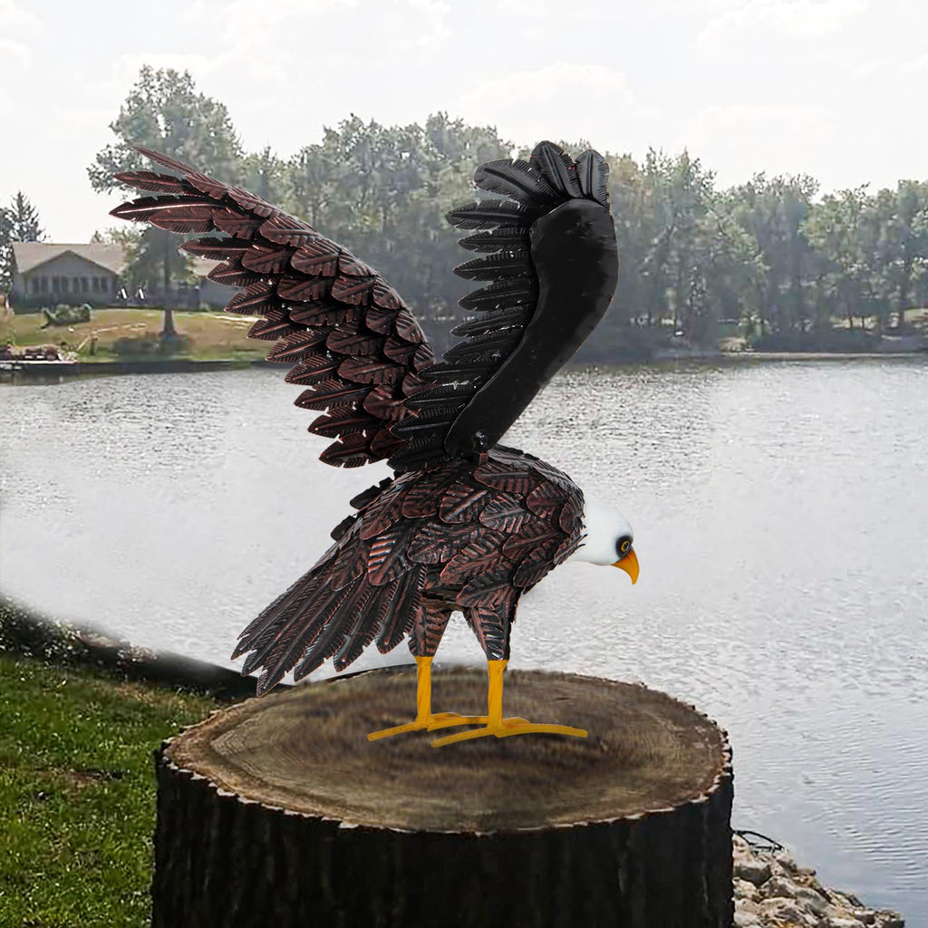 Bald Eagle Statue Garden Sculpture, Metal Yard Art Eagle Decoration, Large Eagle Outdoor Statues for Garden Yard Lawn Decoration