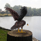 Bald Eagle Statue Garden Sculpture, Metal Yard Art Eagle Decoration, Large Eagle Outdoor Statues for Garden Yard Lawn Decoration