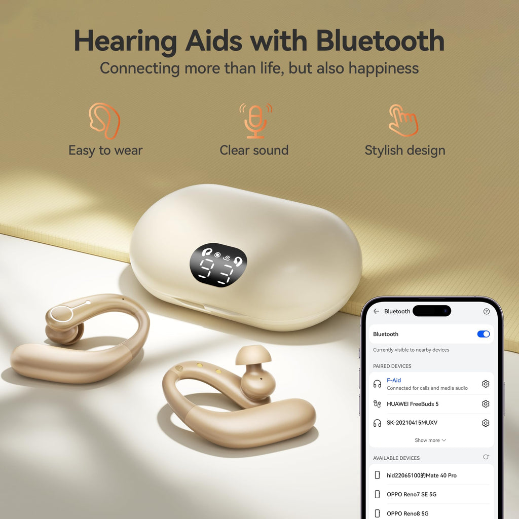Hearing Aids, Hearing Aids for Seniors with Automatic Noise Cancelling for the Hearing Loss, FSA&HSA Eligible, Rechargeable Bluetooth Hearing Amplifiers with APP Volume Control, Premium Comfort Design and Wear