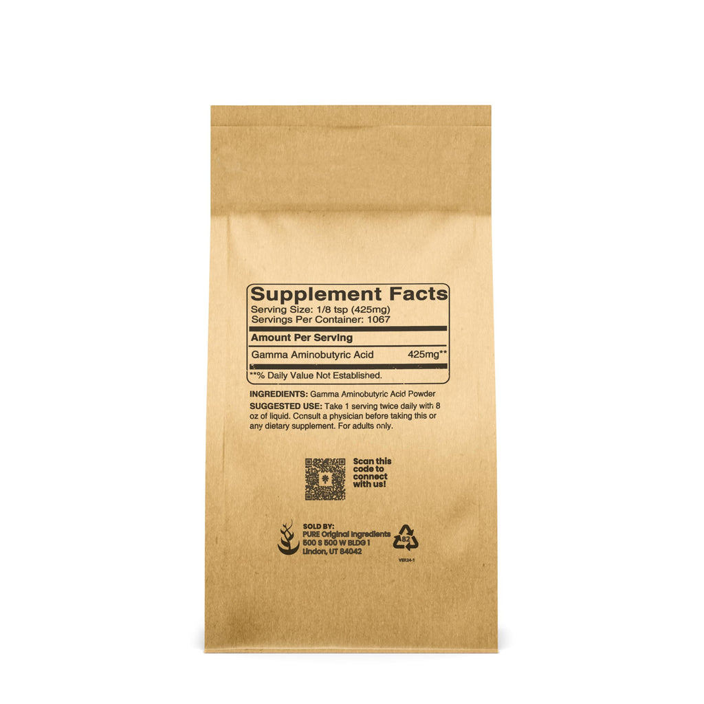 Pure Original Ingredients Gamma Aminobutyric Acid (GABA) Powder (1 lb) Always Pure, No Fillers Or Additives, Lab Verified
