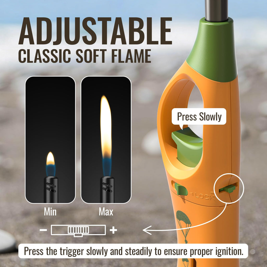 MK Lighter Outdoor Series Willow 9-Inch Xtra Length Extended Flex Neck 4-Pack Designs Multipurpose Refillable Adjustable Flame, Candle & BBQ Lighters, Prepping & Camping Supplies, Survival Lighters